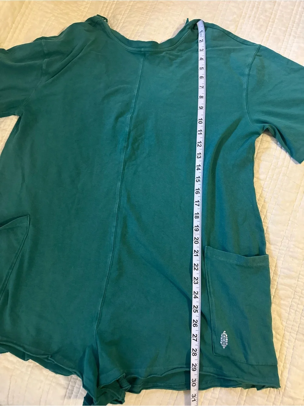 Free People Hot Shot Teal Green Open Front Large with Patch Pockets